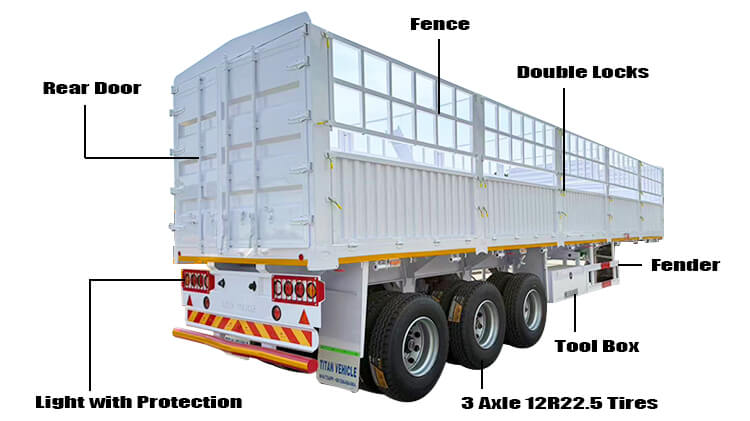 3 Axle Fence Semi Trailer for Sale in Sudan