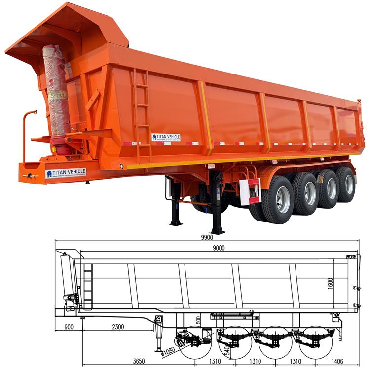 4 Axle U Shape 35CBM Semi Tipper Trailer for Sale In Cameroon