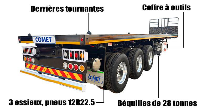 Semi Remorque Plateau Comet &agrave; 3 Essieux &agrave; Vendre en C&ocirc;te d'Ivoire
